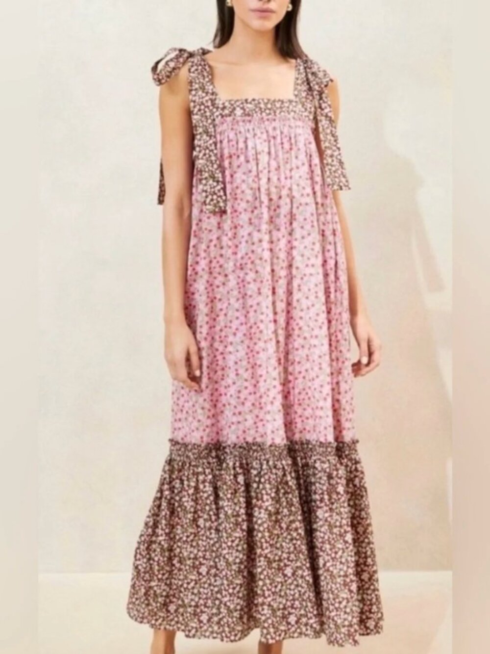 Loeffler Randall Shae Strawberry Floral Ruffle Maxi Dress